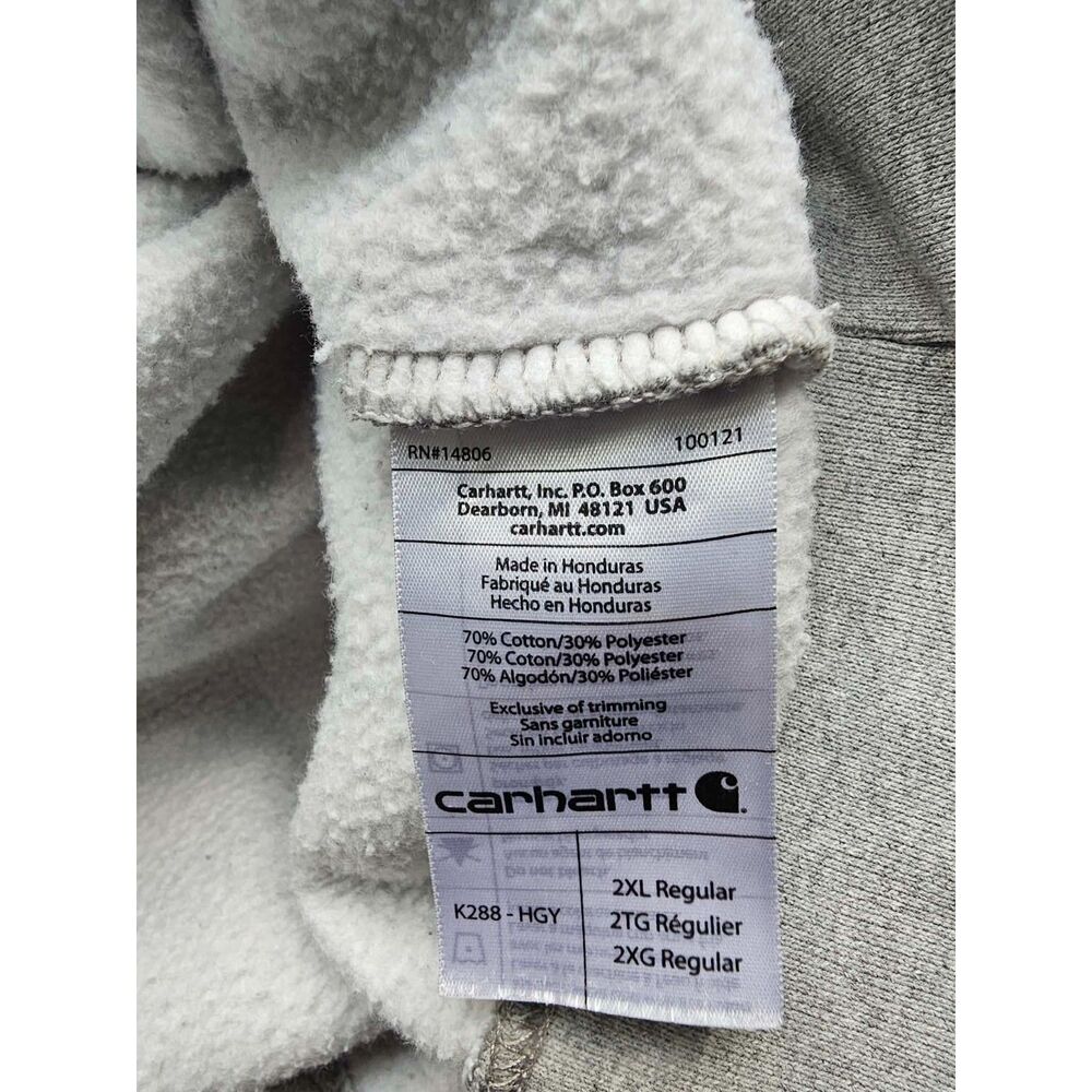 Workwear Carhartt K288 Heather Gray Logo Sleeve Hoodie 2XL - Picture 5 of 8